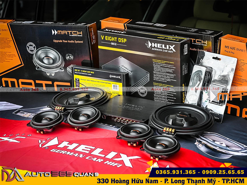 Địa chỉ lắp đặt cấu hình âm thanh Helix set 4 cho Mercedes có sub hơi