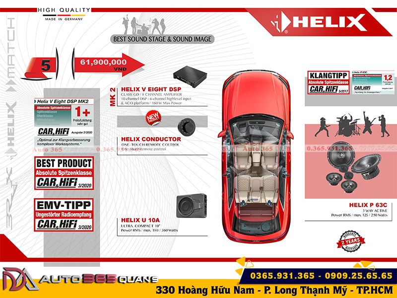 Cấu hình âm thanh Helix 3 Way set 5 có sub hơi là gì