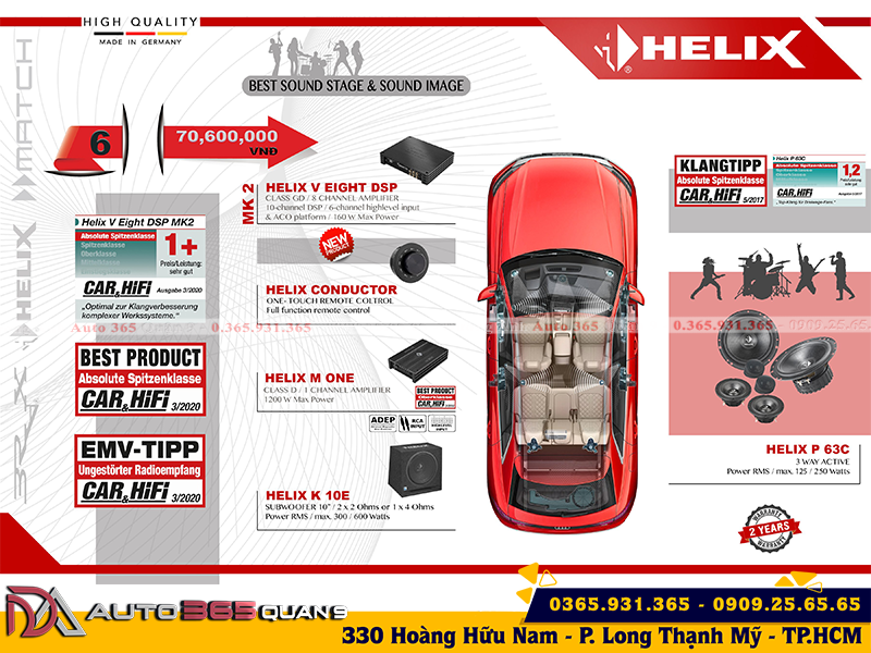 Cấu hình âm thanh Helix 3 Way set 6 có sub hơi là gì