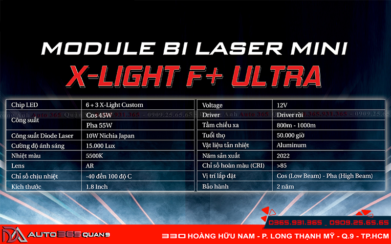 Thông số kỹ thuật Module bi Laser Mini X-Light F+ Ultra