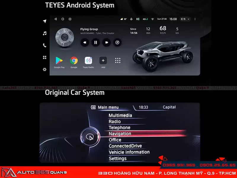 Màn hình Android Teyes cho xe sang sử dụng 2 hệ điều hành song song