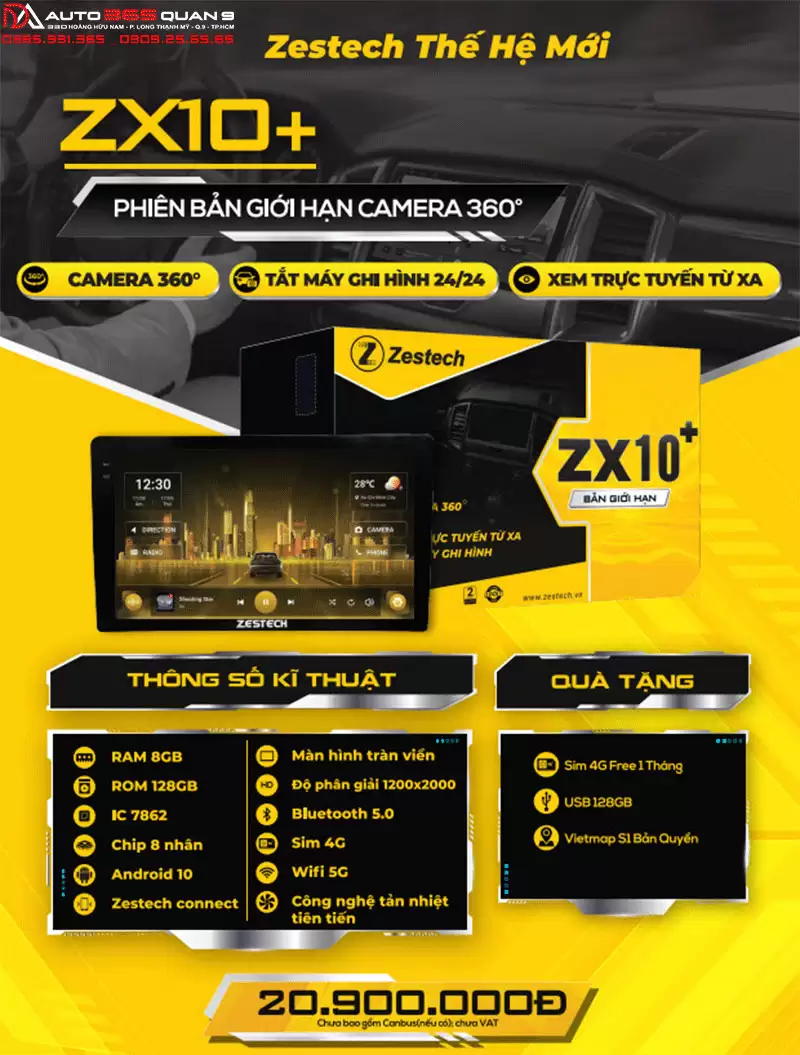 Màn hình Android Zestech ZX10+ bản giới hạn co camera 360 04